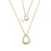 [R5681] - Double Gold Plated Necklace 'Sissi' White Gold - 40 and 44 Cm - 12x9 Mm and 7x5 Mm