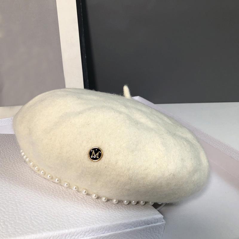 Британский шерстяной фетр Корейский бисер Ретро берет для женщин - Осень/Зима Социальный тренд художника