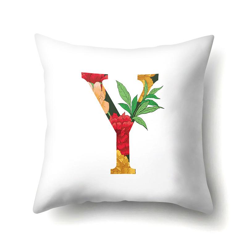 Полиэстеровая наволочка Акварельные цветы Принт для украшения автомобиля 26 английских букв Домашняя наволочка для подушки