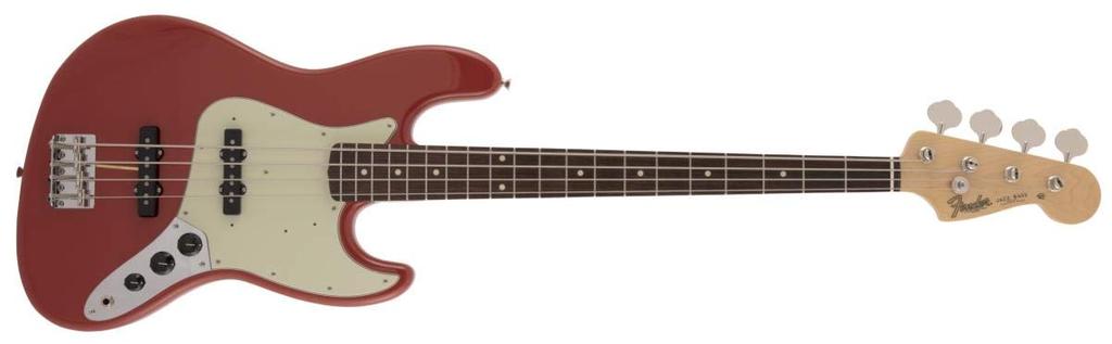 Fender Электробас, сделанный в Японии, традиционный джазовый палисандр 60-х годов, Fiesta Red Bass®, накладка на гриф,