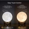 1pc 3D Moon Lamp Humidifier With Wooden Base 3 LED Night Lighting With Touch Control Brightness For Home Office Decor