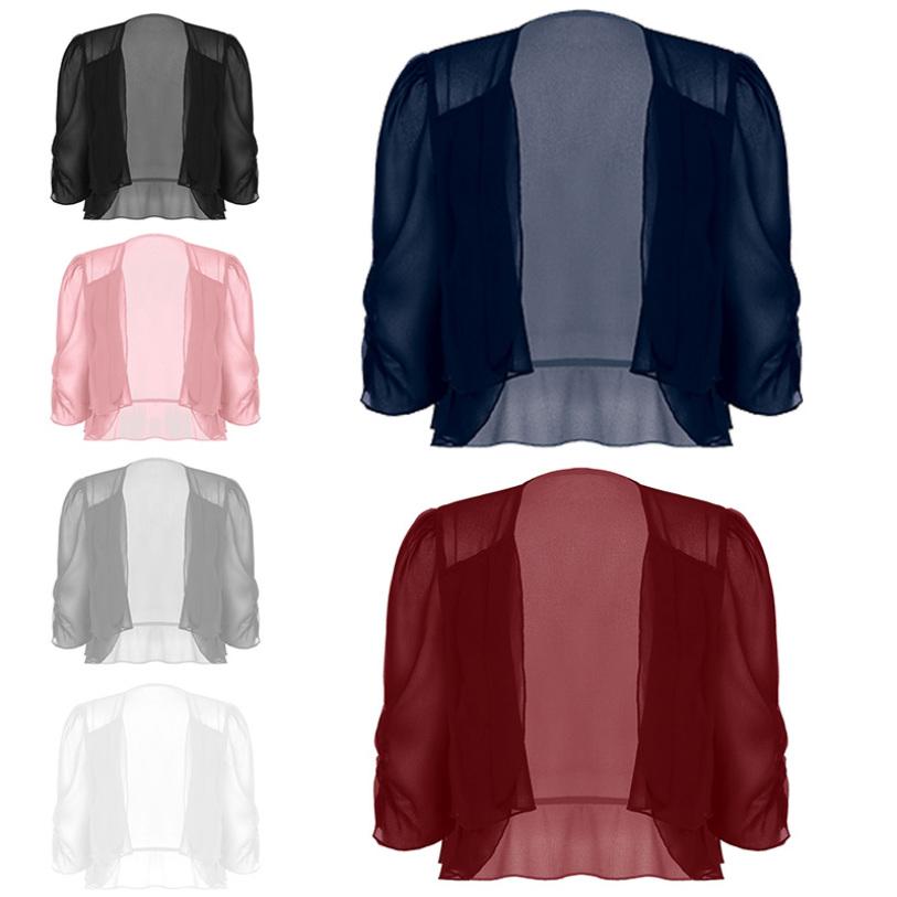 Женское шифоновое болеро-кардиган с открытой передней частью и половиной рукавов, аксессуар для платья