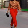 Women's Printed Long-sleeved Shirt Temperament Elegant Wide-leg Pants Fashion Suit