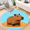 1PC Capybara Water Office Round Area Rug, Mat Suitable For Office, Under Office Chairs Bedroom Living Room Home Decor, Room Deco