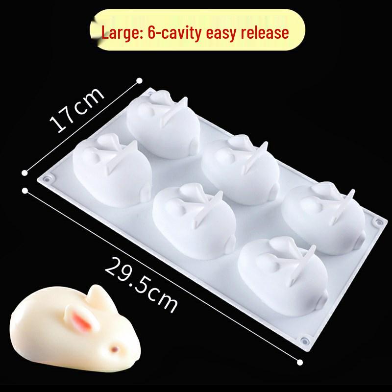 Силиконовая форма «Зайчик» на 6 ячеек для 3D-торта, мусса, пудинга и желе