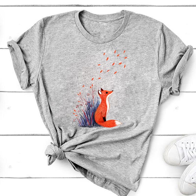 Graphic Tee Short Sleeve Summer Top Wild Animal Sweet Trend Cute 90s Print Ladies Female T Clothing Casual Women's Fashion T-shirt