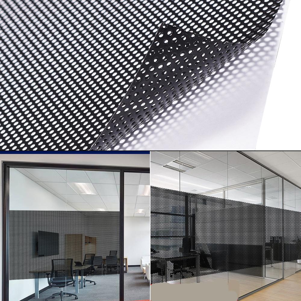 Черная перфорированная ПВХ-пленка для окон, солнцезащитная фольга, сетчатые наклейки, наклейки для окон в комнатах, наклейки для стеклянных дверей в офисах