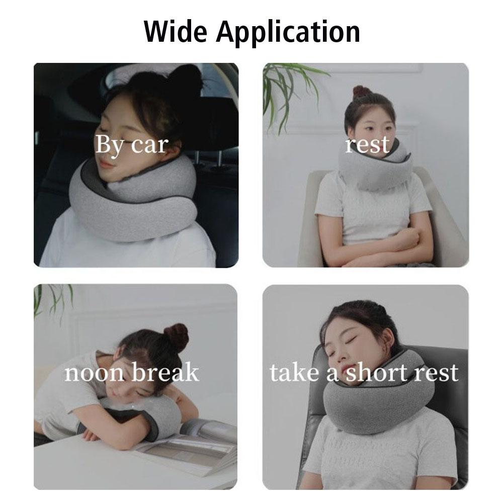 Travel Neck Support Portable Lightweight Adjustable U-shaped Pillow Memory Foam Snail Pillow Soft Noon Break Sleep Pillows Travel Neck Pillow