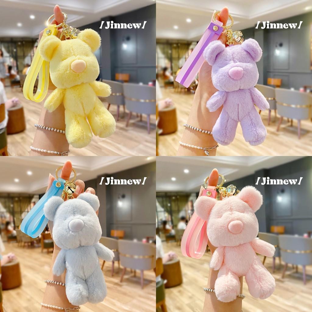 Original Simple Cartoon Bear Keychain Plush Doll Cute Candy Color Decorative Pendant