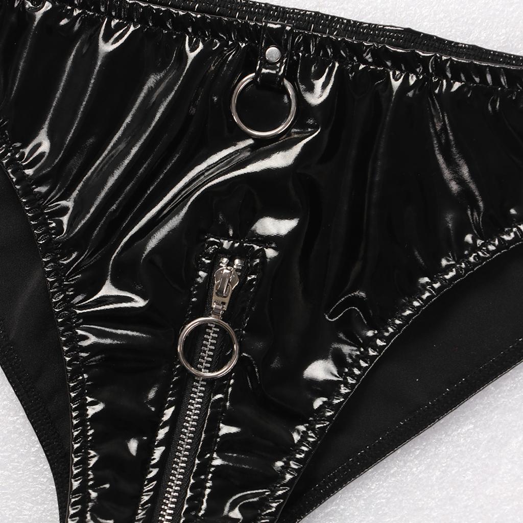 Women's Faux Leather Zipper Hot Pants Clubwear Dance Mini Booty Shorts