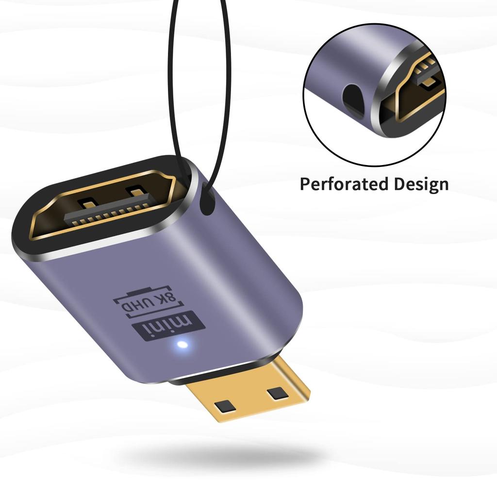 Poyiccot Адаптер-преобразователь Mini HDMI в HDMI 48 Гбит/с Преобразование HDMI Стандартный Конвертер Mini HDMI Папа в Мама Адаптер-удлинитель Совместим с 1