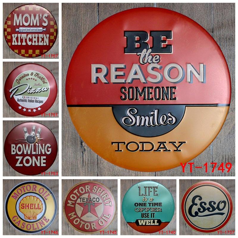 Football Beer Coffee Pizza Round Tin Painting Retro Nostalgia Popular Hair Salon Hotel Restaurant Decoration