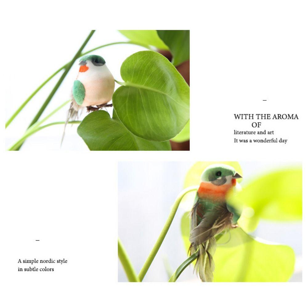 6PCS DIY Accessories Artificial Birds Mixed Color Artificial Bird Model  Garden Ornament