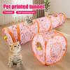 Creative Printed Cat Tunnel Foldable Cat Tunnel Breathable Indoor Pet Interactive Toys Kitten Exercise Supplies Kitten Toys