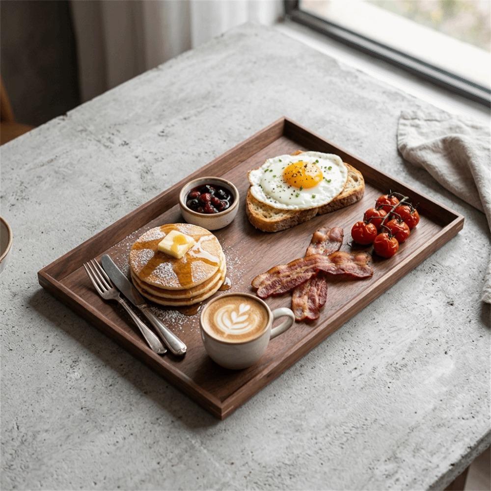 Solid Wood Serving Plate Rectangle Shape Decorative Platter Practical Wooden Platter Kitchen Table