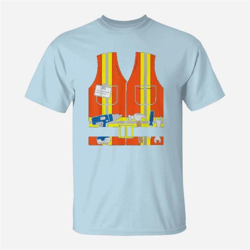 3D Construction Worker Orange Safety Vest Graphic T Shirt for Unisex Clothing Summer Casual Unisexs Tops Tee Shirts Fashion Tshirt