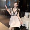 Summer new ice silk suspender nightdress women's fashion sexy back thin pure desire wind loose suspender skirt loungewear