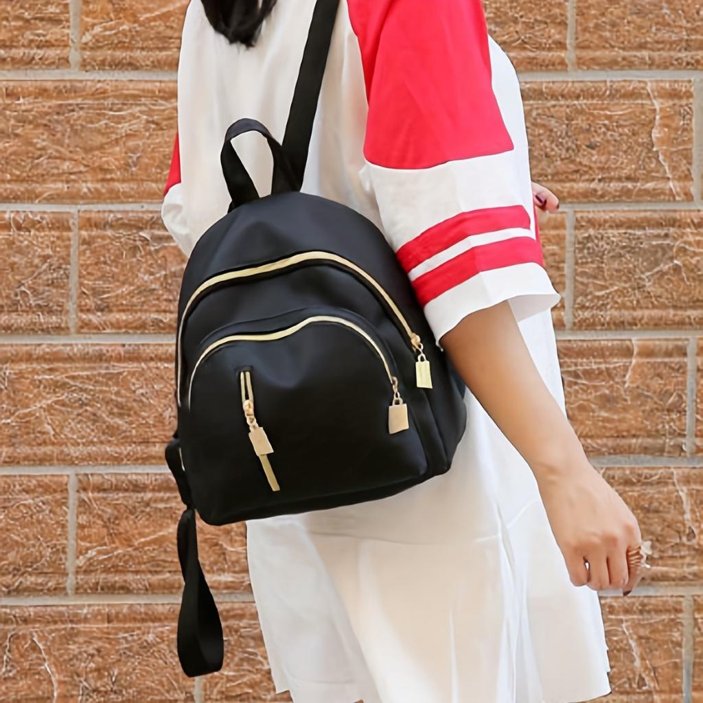 Женский водонепроницаемый нейлоновый рюкзак - стильные молнии, несколько отделений, регулируемый плечевой ремень, повседневный студенческий стиль, дорожный рюкзак