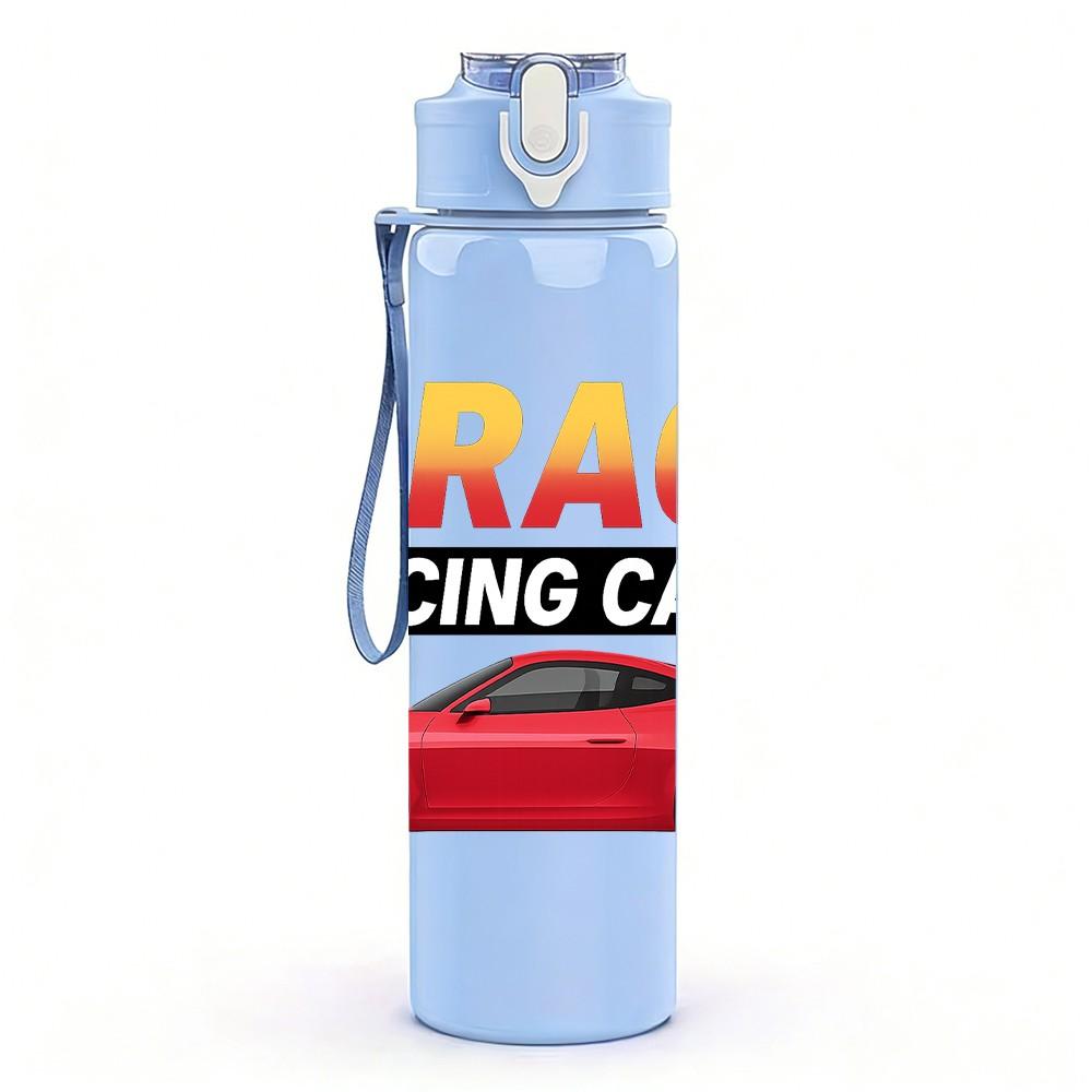 1PC Drag Racing Sport Car 750ml Color Plastic Sports Water Bottle Leakproof Flip Straw Lid Suitable for Sports Office Home Use