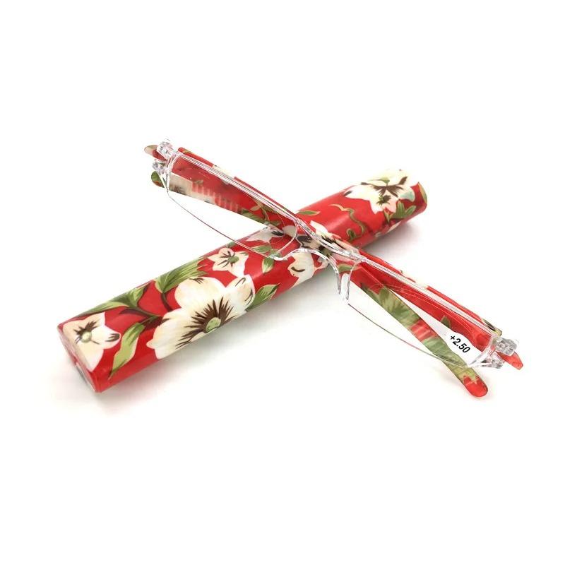 Mini Folding Reading Glasses Women Men Computer Glasses +1.0 To 4.0 Alloy Portable Container Presbyopia Pen Glasses With Box