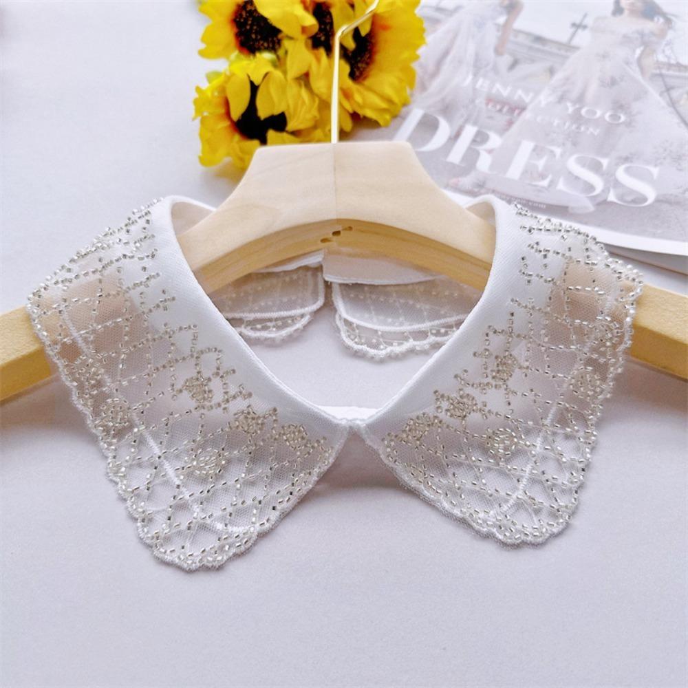 Lace Up Shawl Detachable Shirt Embroidered Bead Collar Dress Blouse Decor New Women's Lace Collar