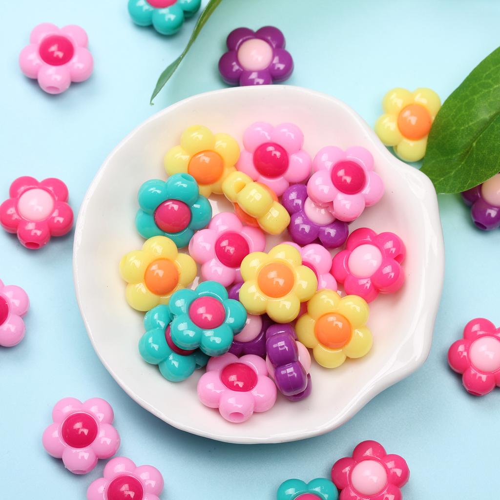 Hanmade Jewelry Accessories for Bracelet Necklace Making Acrylic Flower Loose Beads Creative Pendant 30Pcs Fashion Solid Color