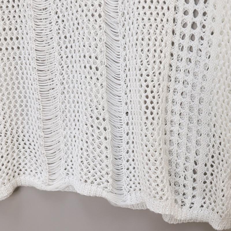 Summer Women's Beach Cover-up Hollow Knit Long Sleeve Backless Sunscreen Bikini Swimsuit Sexy Cover-ups