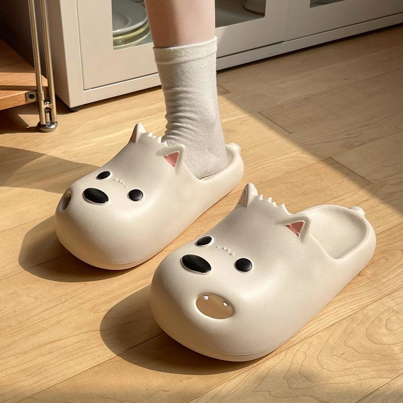 Summer Home Street Slippers For Women Men Cute Cartoon Dog Platform Shoes Soft EVA Slip-on Sandals Couples Indoor Beach Slides