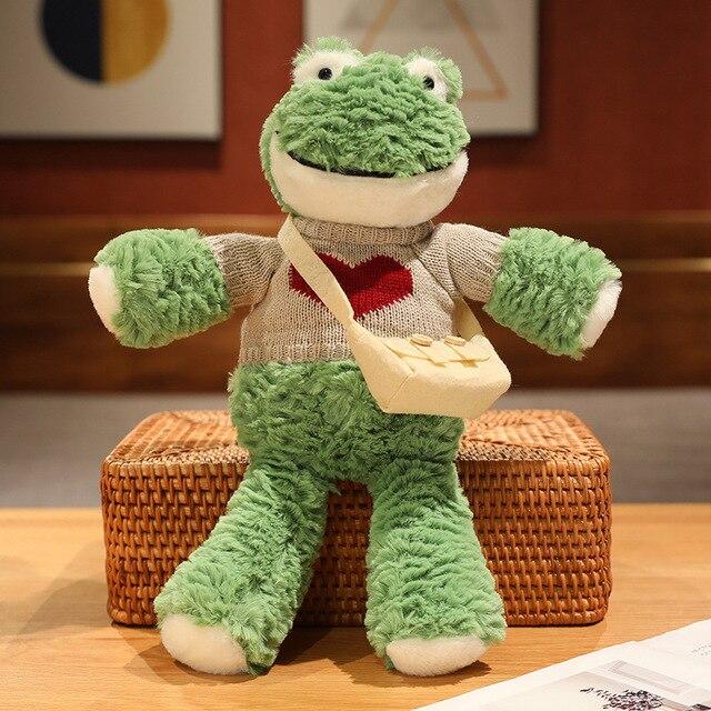36 см кавайная плюшевая плюшевая лягушка с улыбкой, милая одежда, плюшевые куклы-лягушки, пушистая подушка с животными, детский рождественский подарок