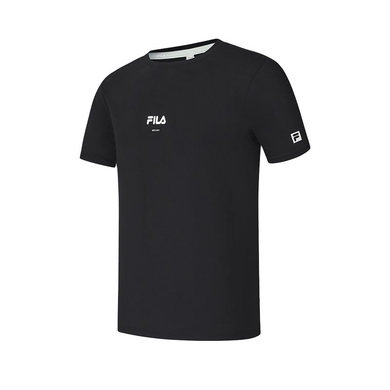 New FILA AthleticsFitness SS25 T Shirt Men's Pitch Black BK A11M521109F-BK