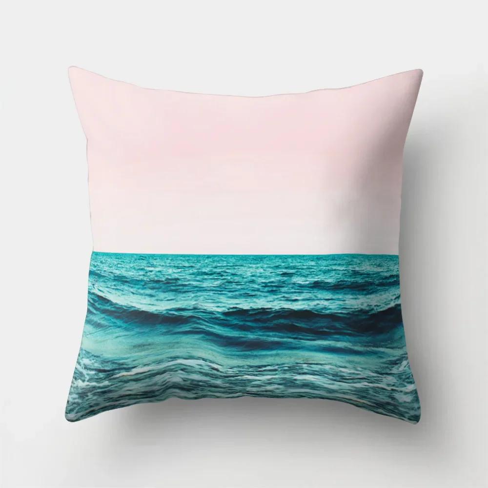 Sea Waves Beach Pillowcase Office Cushion Creative Home Car Sofa  Lumbar Cushion Cover Sea View Decor Pillow case 45x45cm