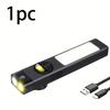 Portable EDC Tactical Flashlight 400LM USB Rechargeable Torch with Warning Led Emergency Magnetic Work Light for Camping Hiking