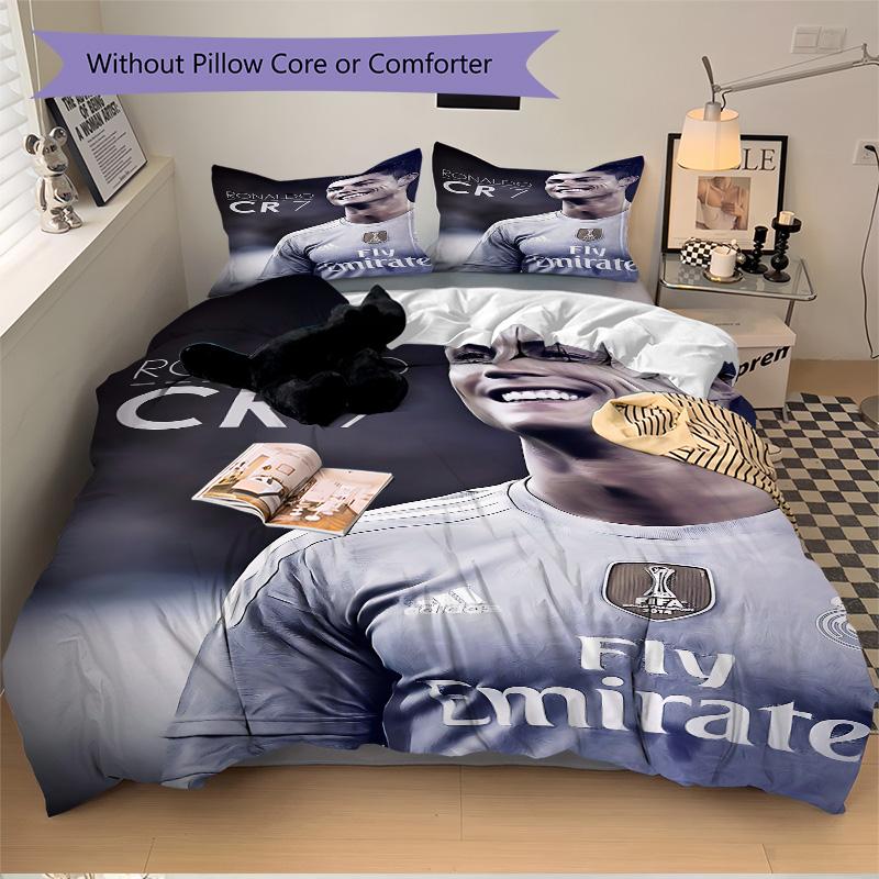 Ronaldo Cr7 Football Legend Print 3Pcs Bedding Setduvet Cover With 2 Bedropillowcase Home Birthday Gift