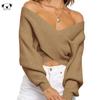 Striped V-Neck Loose Knit Sweater