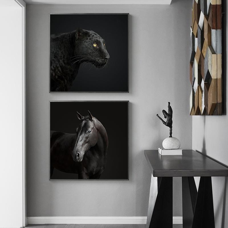 Черные фотографии животных, лебедь, лошадь, корова, леопард, холст, картина, настенное искусство, плакаты на скандинавскую тему и принты для декора гостиной, Cuadros