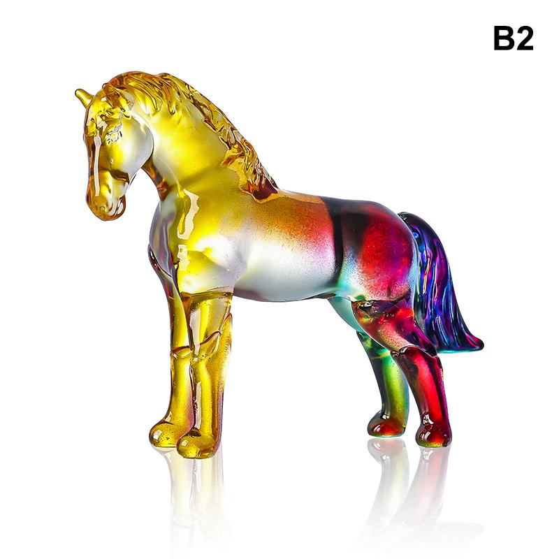 2026 Zodiac Horse Statue Feng Shui Collection Crystal Light Luxury Horse Sun Catcher Ornament Home Desktop Decoration