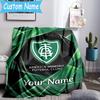 Custom Name America Club's Crest With Rabbit Flannel Blanket, Use for Birthday/Holiday Gift, Soft Blanket for Sofa/Bed/Camping/Office, Home Decor