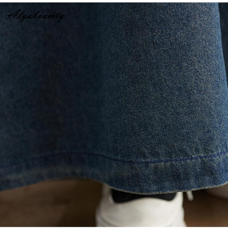 Корейский стиль, весна-осень, женский джинсовый сарафан больших размеров, мешковатое свободное винтажное платье больших размеров с карманами на бретелях