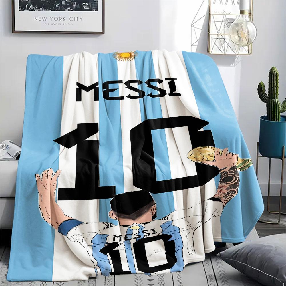 1PC Messi Patterned Flannel Blanket Suitable For All Seasons for Home Decor Warmth and Comfort Gifts Holiday Present