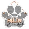 [Q7106] - Beige Gray 'Messages' Wooden Plaque (Cats - We Are Feline for Each Other!) - 19x16. 5cm