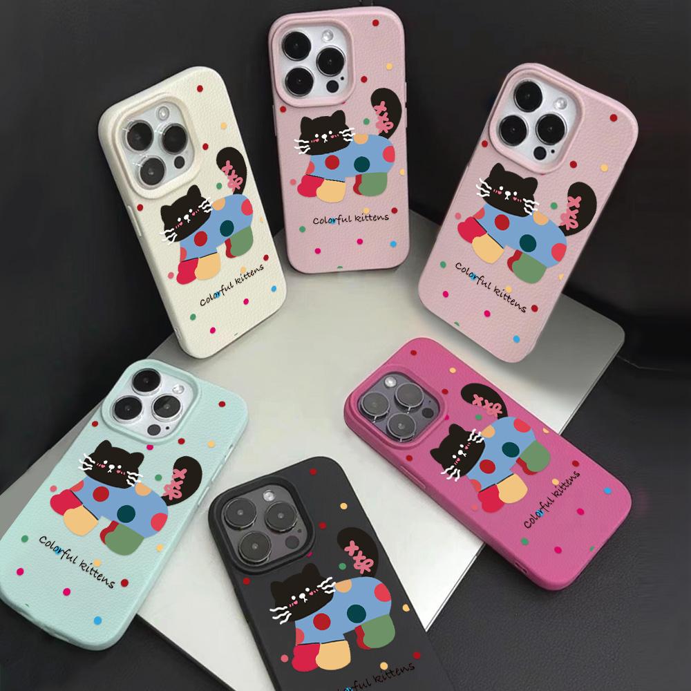 Skin-feel Phone Case for iPhone 11 13 16 Pro Max iPhone XR XS Max 14 15 Pro Max 12 13 Pro Max 16 Plus 13 Pro 14 Pro Cartoon Painted Macaron Colors
