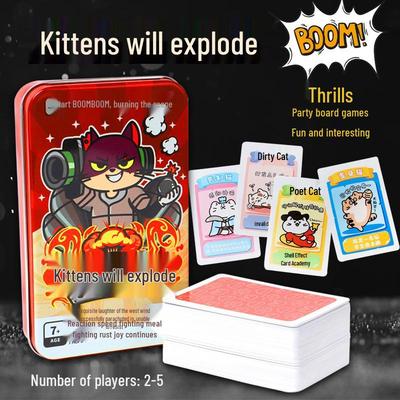 Жестяная банка "Котенок-бомба": Взрывная карточная игра на кошачью тематику для взрослых