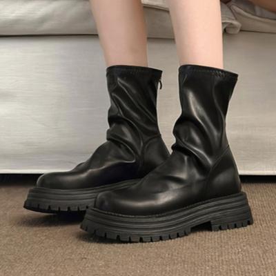 Женские ботинки на платформе и щиколотке, удобные кожаные туфли на высоком каблуке 2025 года, модная повседневная обувь на толстой подошве, зимняя классика, нескользящие ботинки Mujer