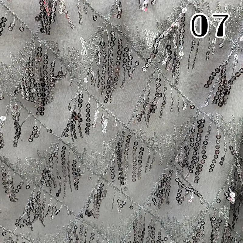 Sequins Embroidered Lace Fabric Diamond Fringe Wedding Dress Material Elegant Beads French Sequins Lace Fabric For Clothing