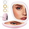 Illuminated Compact Mirror with Auto Off Light, Pocket Size, Makeup Mirror for Wallet, Foldable, Dimmable, 3