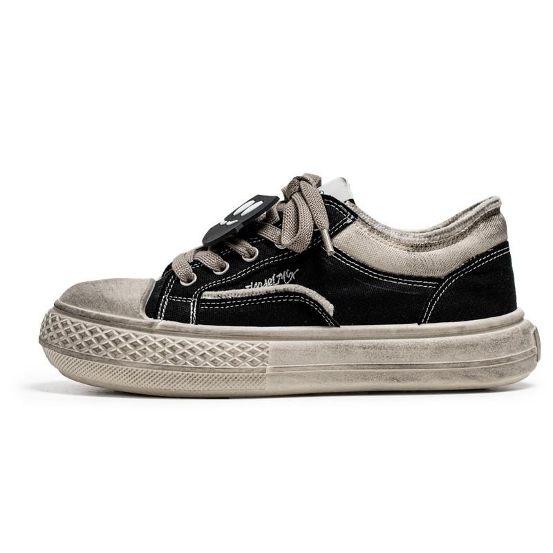 Retro Old Mickey Canvas Shoes Men's 2024 New Versatile Sports and Leisure Board Shoes Heightened Thick Sole Ugly Cute Big Head