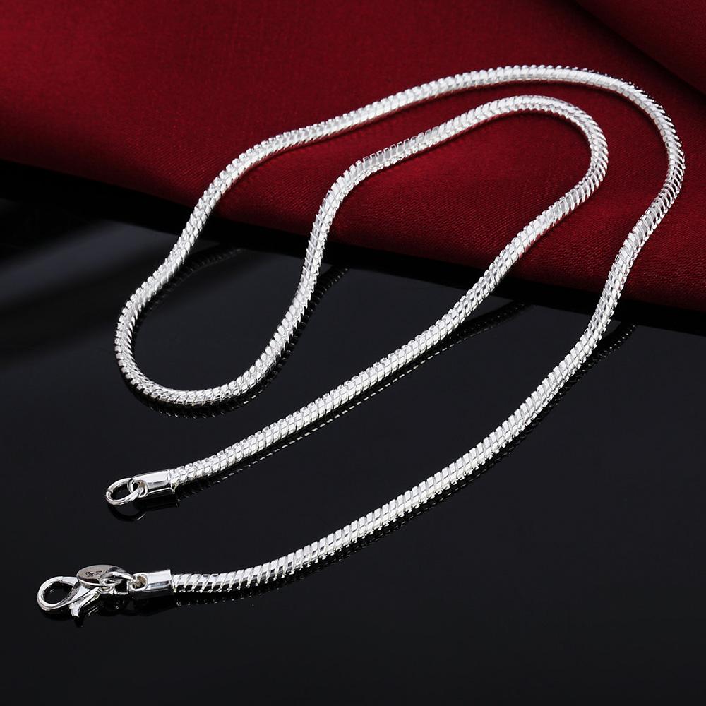 925 Sterling Silver 1-3mm Snake Chain Fashion Wedding Necklace