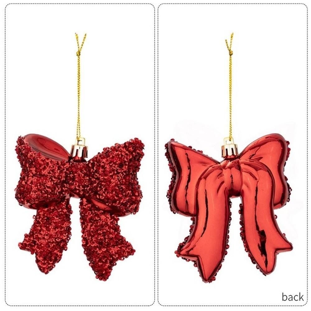 Electroplated Christmas Bow Hanging Ornament Xmas Bow Decoration Festive Hanging Decor