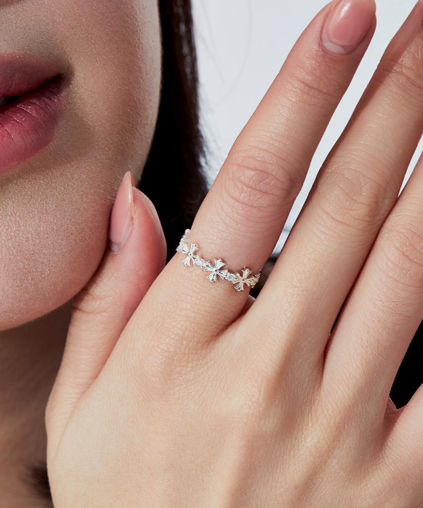 Helene Jewelry Кольцо с крестом Поулсена из серебра 925 пробы с фианитами (Тип D)