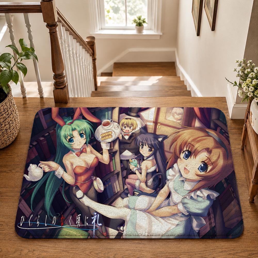 H-Higurashi When They Cry Аниме Коврик для пола Фланелевый Нескользящий Моющийся Мягкий Впитывающий Ковер Для Ванной Кухни Спальни Домашний Декор